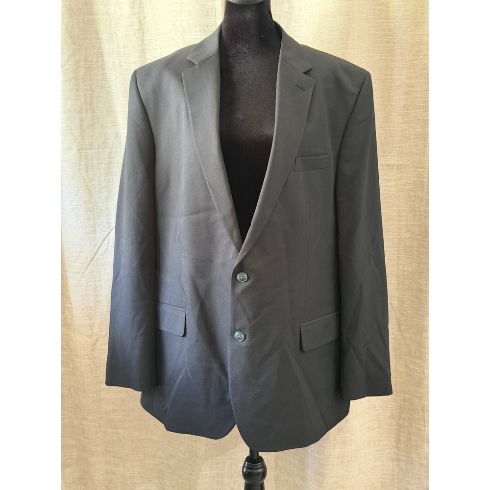 Haggar Mens 48L Tailored Fit Travel Performance Suit Jacket Blazer Black